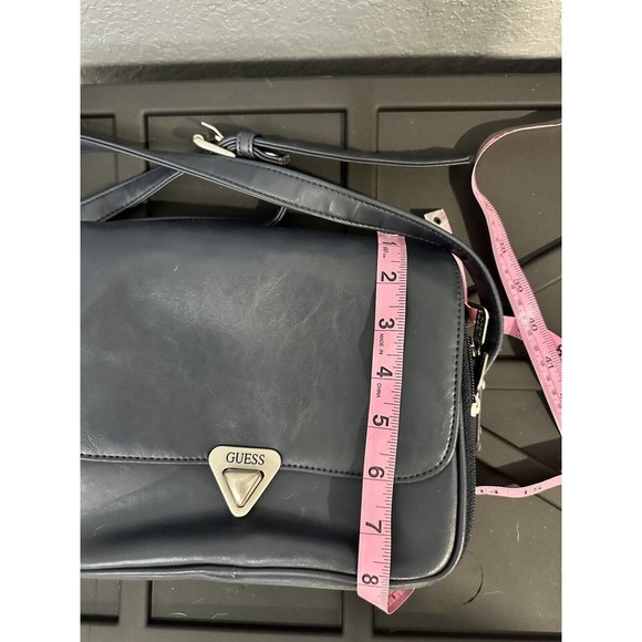 Vintage Rare Blue Leather Guess Purse Small‎ Crossbody Purse Handbag Hobo Hippie - Picture 6 of 8